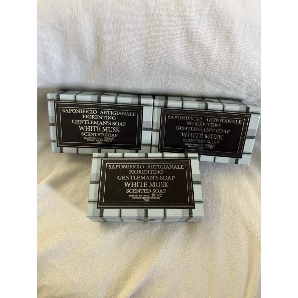 NEW SAPONIFICIO ARGIANALE FIORENTINO MEN BAR Soap 10.5oz Italy WHITE MUSK 3 BOX